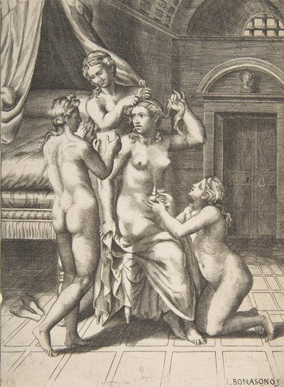 مرحاض Psyche الذي يجلس في المركز الذي يتم الاعتناء به ، 1531-1576. بواسطة جوليو بوناسون