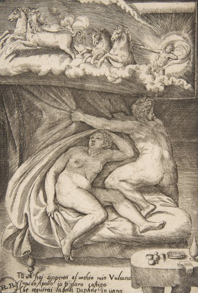 اكتشف كوكب الزهرة والمريخ من قبل أبولو ، من "The Loves of the Gods" ، 1531-60. بواسطة جوليو بوناسون