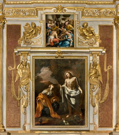 كنيسة SS Sacrament ، الأولى تمتد على الجانب الشمالي ، Noli me tangere ، جيوفاني أنجيلو بوروني ، ظهور المسيح إلى المجدلية 1750 ، جوليو كامبي ، مجموعة من 1569 بواسطة جوليو كامبي