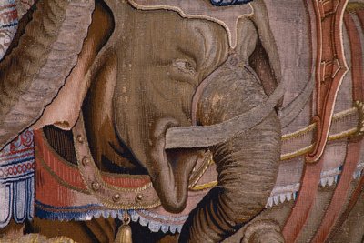 نسيج فلمنكي. مسلسل The Acts of Scipio: The Battle at Zama. رسام الكاريكاتير جوليو رومانو. أتيليه بالتازار فان فلايردين (؟) ، بروكسل. 1523-1532. التفاصيل. بواسطة جوليو رومانو