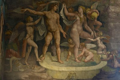 تفاصيل جدارية من غرفة عمور والنفس ، 1526-1534 بواسطة جوليو رومانو
