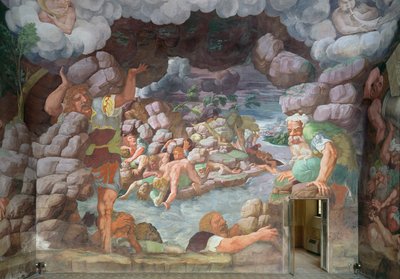 Sala dei Giganti ، تفاصيل تدمير العمالقة بواسطة صواعق المشتري ، 1536 لوحة جدارية تفاصيل 78482 بواسطة جوليو رومانو