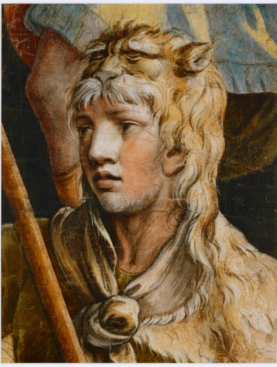 هرقل الشاب. طباشير أسود ملون بواسطة جوليو رومانو