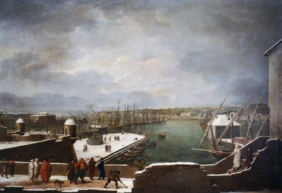 View of the port of Genoa in the snow بواسطة جوزيبي باسيغالوبو