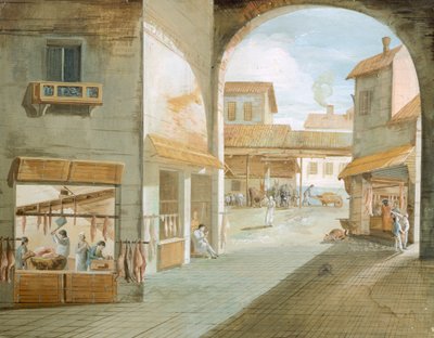 متجر الجزار ، رسم جوزيبي برناردينو بيسون (1762-1844) ، إيطاليا بواسطة جوزيبي برناردينو بايسون