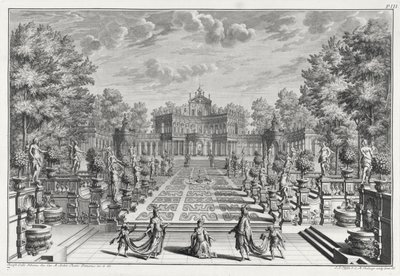 إعداد أوبرا في حديقة ، من Architectus Theatralis Primarius ، نقشها Johann Andreas Pfeffel (1674-1748) ، تم نشره عام 1740 بواسطة Giuseppe Bibiena