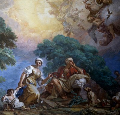 زيارة جوزيبي بونيتو (1707-1789) ، لوحة جدارية ، قصر بورتيشي الملكي ، كامبانيا ، إيطاليا بواسطة جوزيبي بونيتو