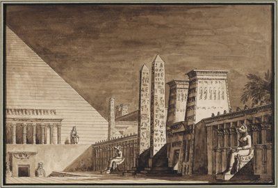 تصميم مسرحي لأوبرا سميراميد لجيوشينو روسيني - جوزيبي بورساتو (1771-1849). قلم ، فرشاة ، حبر هندي على ورق بواسطة جوزيبي بورساتو