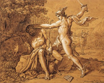 إيطاليا ، عطارد يقتل أرغوس لإنقاذ الحورية بواسطة جوزيبي كامارانو (1766-1859) الذي قدمه الفنان لغايتانو دونيزيتي ، رسم بواسطة جوزيبي كامارانو