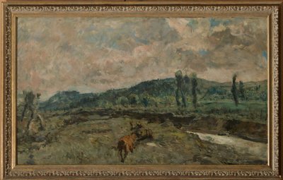 منظر طبيعي مع عربات (زيت على لوح) بواسطة جوزيبي جرازيوسي