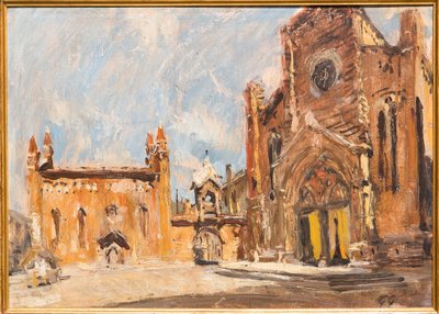 ساحة في فيرونا (زيت على خشب رقائقي) بواسطة جوزيبي جرازيوسي