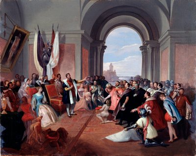 أندريا دوريا ترفض تاج جنوة ، بواسطة جوزيبي إيزولا (1808-1893) ، ج. 1868 (زيت على قماش) بواسطة جوزيبي إيزولا