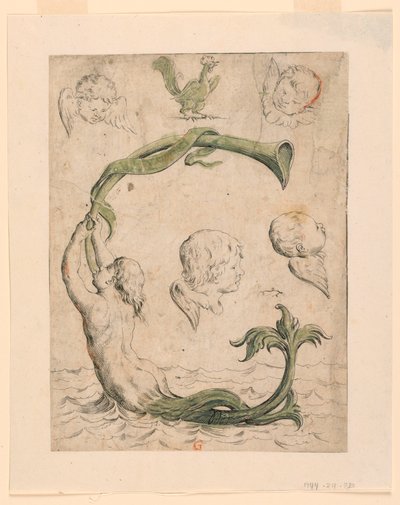 براهين لأربع لوحات من "Alfabeto in Sogno" [Dream Alphabet]: حرف G بواسطة Giuseppe Maria Mitelli