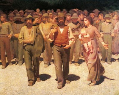 The Fourth State, by Giuseppe Pellizza da Volpedo, detail بواسطة جوزيبي بيليزا دا فولبيدو