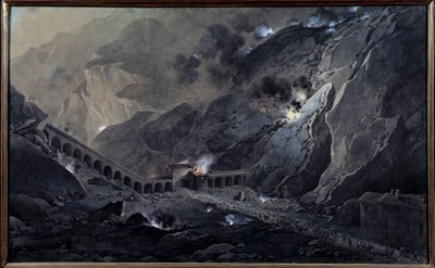 الحملة الإيطالية الأولى (1796-1797): "" مرور المدفعية الفرنسية ، ليلا ، تحت حصن بارد ، الذي احتله النمساويون في 21 مايو 1800 "" ألوان مائية غواشي جوزيبي بيترو باجيتي (1764-1831) صن. 1،04x0،74 م فرساي ، متحف القصر - التنوب بواسطة جوزيبي بيترو باجيتي