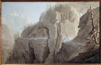 الحملة الإيطالية الأولى (1796-1797): "" أجبر الفرنسيون التابعون لجيش نابليون بونابرت (1769-1821) العدو على التخلي عن دنس لا كلوس المحصن في وادي أوستا في 21/05/1800 "" لوحة مائية لجوزيبي بيترو باجيتي (1764-1831) سو بواسطة جوزيبي بيترو باجيتي