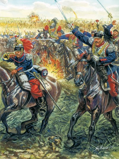 الحرب الفرنسية الألمانية عام 1870 (الفرنسية البروسية): هجوم البوارج الفرنسية في معركة فرويشفيلر فويرث (فرويشفيلر-فويرث) في 6/08/1870 - الحرب الفرنسية البروسية: معركة وورث (رايششوفن أو فروشفايلر) (1870): هجوم سلاح الفرسان الفرنسي، أغسطس بواسطة جوزيبي رافا