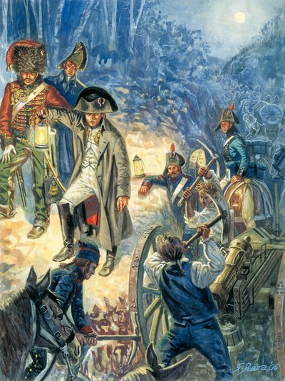 حملة بروسيا وبولندا: الإمبراطور نابليون الأول (1769-1821) عشية معركة يينا وأورشتيدت 14/10/1805 - الإمبراطور نابليون الأول في الليلة التي سبقت معركة يينا-أورشتيدت (يينا أورشتيدت) ضد الجيش البروسي في 14 أكتوبر 1805 - إيلوست بواسطة جوزيبي رافا