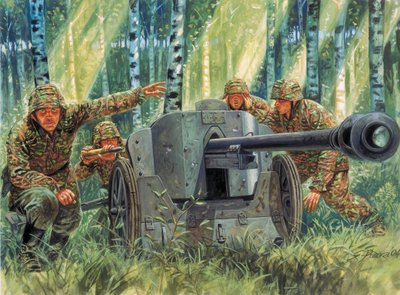 الحرب العالمية الثانية: Panzerabwehrkanone 38 أو باك 38، مدفع الدفاع عن الدبابات الألمانية - الحرب العالمية الثانية: باك 38 عيار 5 سم، مدفع ألماني مضاد للدبابات عيار 50 ملم - رسم توضيحي لجوزيبي رافا بواسطة جوزيبي رافا