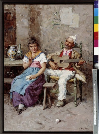 لوحة مشهد الحانة لجوزيبي سارتوري (1863-1922) إشارة إلزامية: مجموعة تحيات بروفانس ، مرسيليا بواسطة جوزيبي سارتوريوس