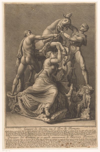 Dirce wordt aan een stier gebonden فارنيز ستير مجموعة التماثيل ، المعروفة باسم Farnese Bull / Grouppe des Statues ، qu 