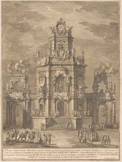 The Seconda Macchina للصين عام 1776: قصر به لوجيا لسحب اليانصيب بواسطة جوزيبي فاسي ، بعد جوزيبي بالازي