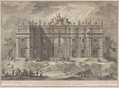 The Seconda Macchina في الصين عام 1772: ساحة بها سوق ألعاب ونافورة البانثيون بواسطة جوزيبي فاسي ، بعد جوزيبي بالازي ، بعد باولو بوسي