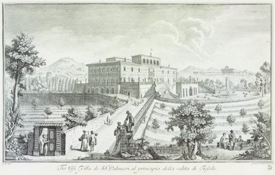 فيلا Palmieri في Fiesole ، بواسطة Giuseppe Zocchi (1711-1767) ، إطلالة على الفيلات والمناطق المحيطة في توسكانا ، إيطاليا بواسطة جوزيبي زوتشي