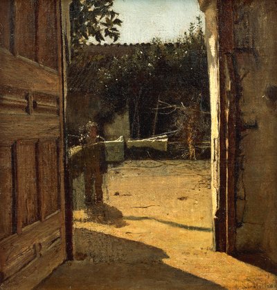 Courtyard in sun, interior of country house بواسطة جوزيبي أو جوزيف دي نيتيس