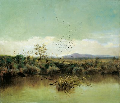 على ضفاف أوفانتو ، بواسطة جوزيبي دي نيتيس (1846-1884) ، زيت على قماش ، 50 × 58 سم بواسطة جوزيبي أو جوزيف دي نيتيس