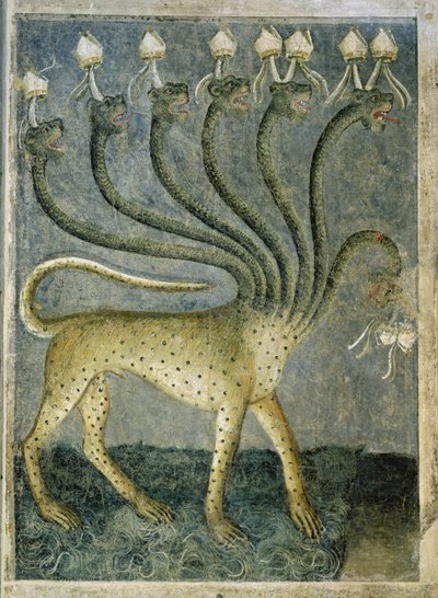 الوحش ذو السبعة رؤوس القادم من البحر ، 1360-70 بواسطة Giusto di Giovanni de Menabuoi