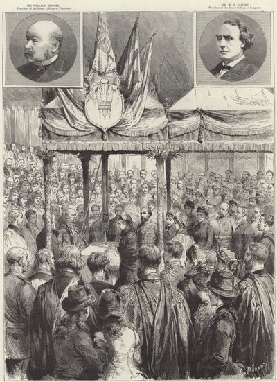 الملكة تضع حجر الأساس لقاعة الفحص الطبي الجديدة على جسر فيكتوريا (نقش) بواسطة جودفروي دوراند