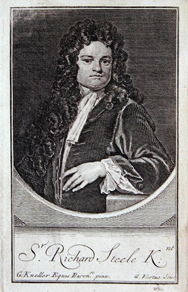 صورة لريتشارد ستيل ، مقدمة الكتاب لـ "الأعمال الدرامية لريتشارد ستيل" ، نقشها جورج فيرتو (1684-1756) ، لندن بواسطة Godfrey (بعد) Kneller