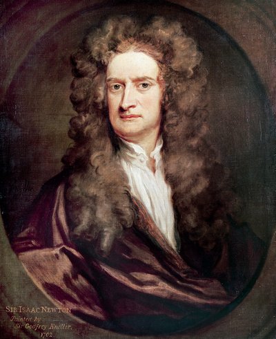 صورة لإسحاق نيوتن (1642-1727) ، عالم رياضيات ، فيزيائي وفلكي إنجليزي ، رسم بواسطة جودفري كنيلر (1646-1723) بواسطة غودفري كنيلر