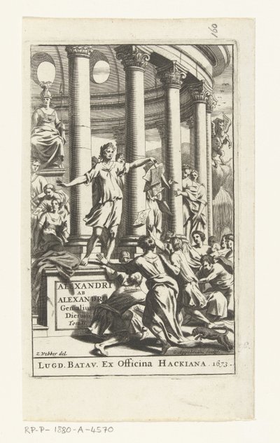 Titelpagina voor Alexander ab Alexander، Genialium dierum، deel 2، 1673 بواسطة زكريا ويبر (الثاني)