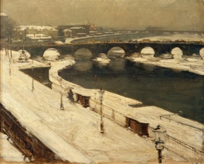 إلبه و Augustusbrücke في فصل الشتاء بواسطة جوتهاردت جوهان كويل