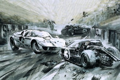 سباق لومان في عام 1967 (غواش على ورق) بواسطة جراهام كوتون