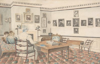 غرفة الرسم في هاتون ، وارويكشاير ، 1820-30. بواسطة حفيدات د. صموئيل بار.