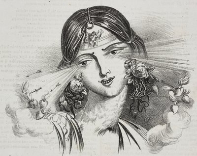 جمال أنثوي ، رسم كاريكاتوري لجان جاك غراندفيل (1803-1847) ، مطبوعة حجرية لغايتانو ريتشيو من بوليوراما بيتوريسكو ، رقم 20 ، 24 ديسمبر بواسطة جراندفيل