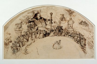 Honore de Balzac (1799-1850) بين شخصيات من رواياته ، تصميم مروحة بواسطة جراندفيل