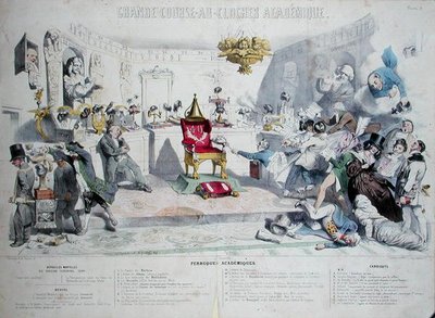 Grande Course au Clocher Academique ، كاريكاتير يصور معهد فرنسا ، 1839 (انظر أيضًا 218693) (نقش الألوان) بواسطة Grandville 1803 47 بعد Grandville 1803 47 بعد