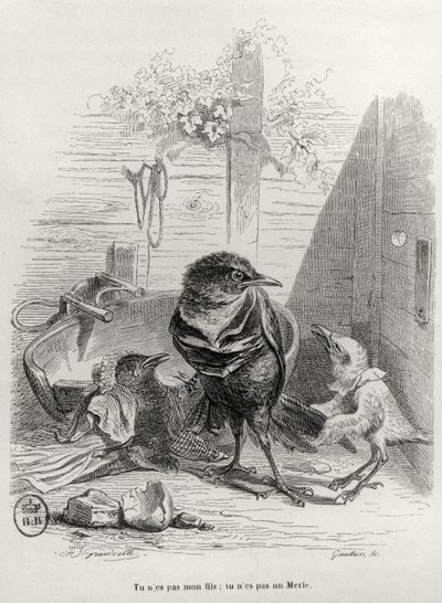 رسم توضيحي لقصة طائر أبيض ، نقشها غوتييه بواسطة Grandville 1803 47 بعد Grandville 1803 47 بعد
