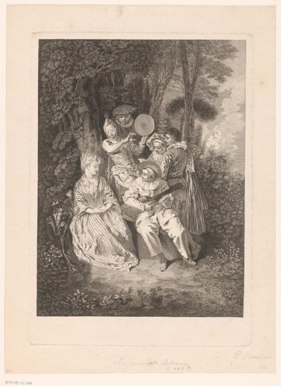 حديقة المناظر الطبيعية مع شخصيات مسرحية تغني سيدة La Serenade Italienne (العنوان على الكائن) طبعات بعد أنطوان واتو (عنوان المسلسل) L