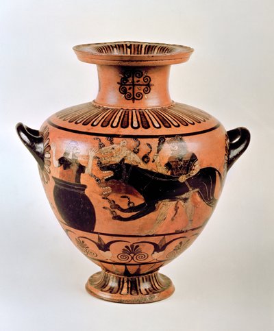 Hydria القديم الأيوني Hydria يصور هيراكليس جلب سيربيروس إلى Eurystheus ، من Cerveteri ، c.530 قبل الميلاد (الفخار) بواسطة اليونانية