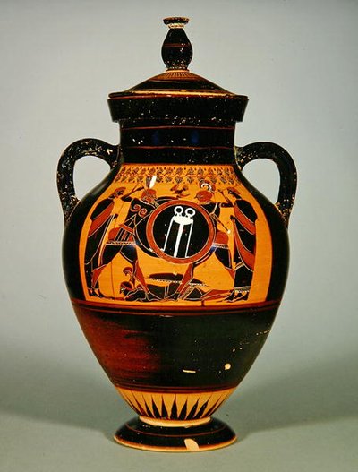 بطن أمفورا يصور بريام وأخيل ، c.550 قبل الميلاد (سيراميك) (انظر أيضًا 288279 و 293741-42) بواسطة اليونانية