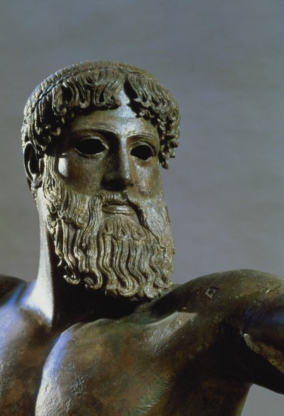رأس بوسيدون ، c.460-450 قبل الميلاد ، التفاصيل البرونزية من 111367 بواسطة اليونانية