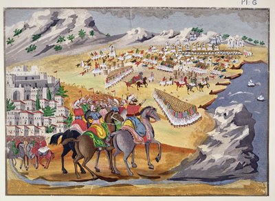 معركة لانجادا وكومبوتي في عام 1821 ، من التاريخ التصويري لحرب الاستقلال اليونانية بواسطة المدرسة اليونانية
