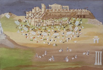 معركة أثينا الأولى في عام 1826 ، من التاريخ المصور لحرب الاستقلال اليونانية بواسطة المدرسة اليونانية