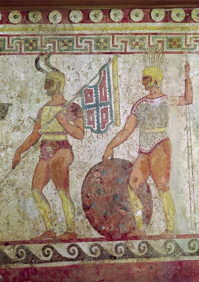 جنود مشاة ، لوحة مقبرة من Paestum (انظر أيضًا 119488) بواسطة المدرسة اليونانية