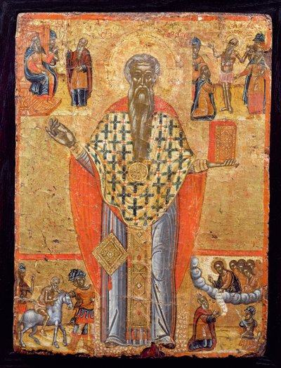 سانت Charalambos ، أيقونة ، من مقدونيا ، أواخر القرن السادس عشر (تمبرا على اللوحة) بواسطة المدرسة اليونانية